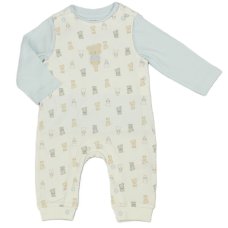 N14754: Baby Boys Waffle Fabric Dungaree & Top Outfit (0-9 Months)